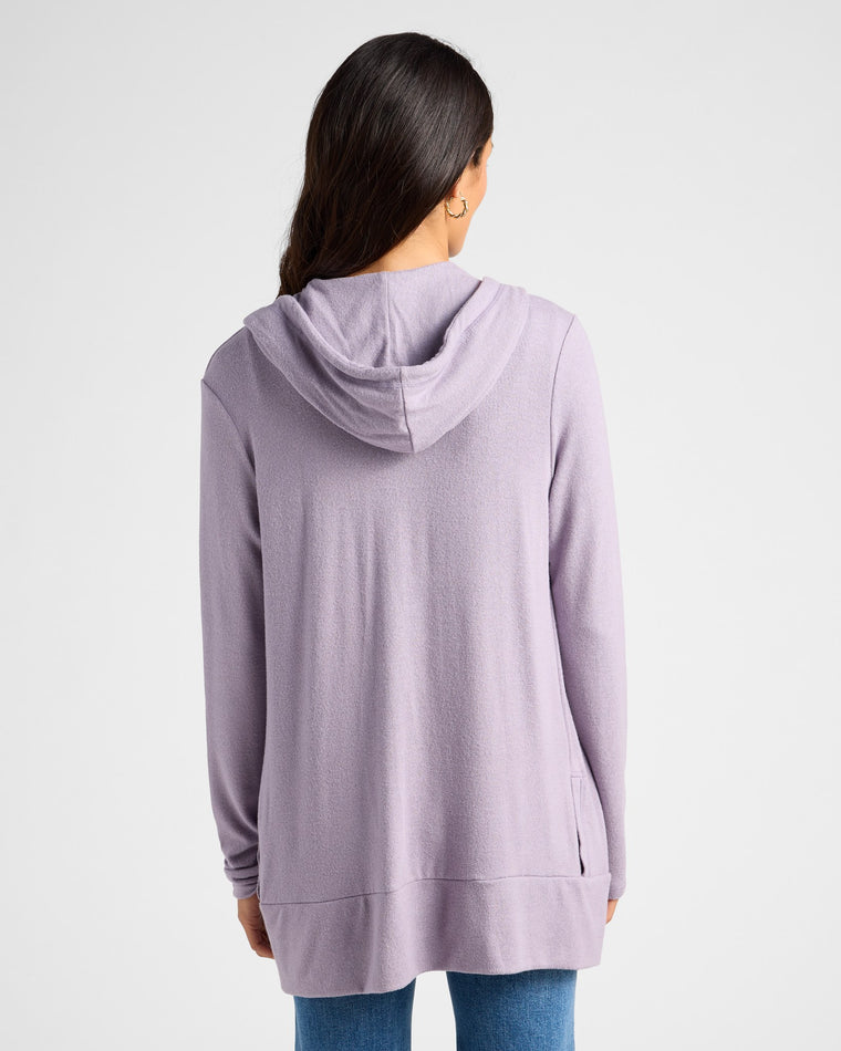 Heathered Purple Sage $|& SEAS Over The Falls Cardigan - SOF Back