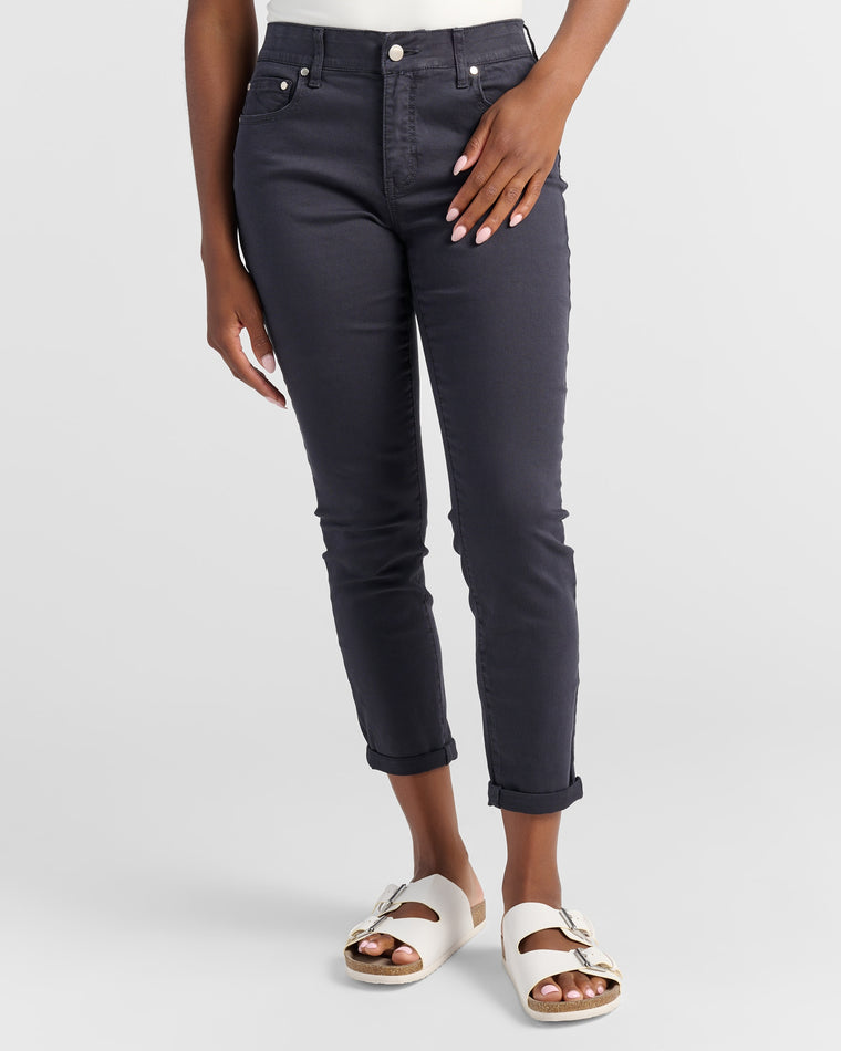 Charcoal $|& SEAS Cyndi Cuffed Ankle Skinny Jeans - SOF Front