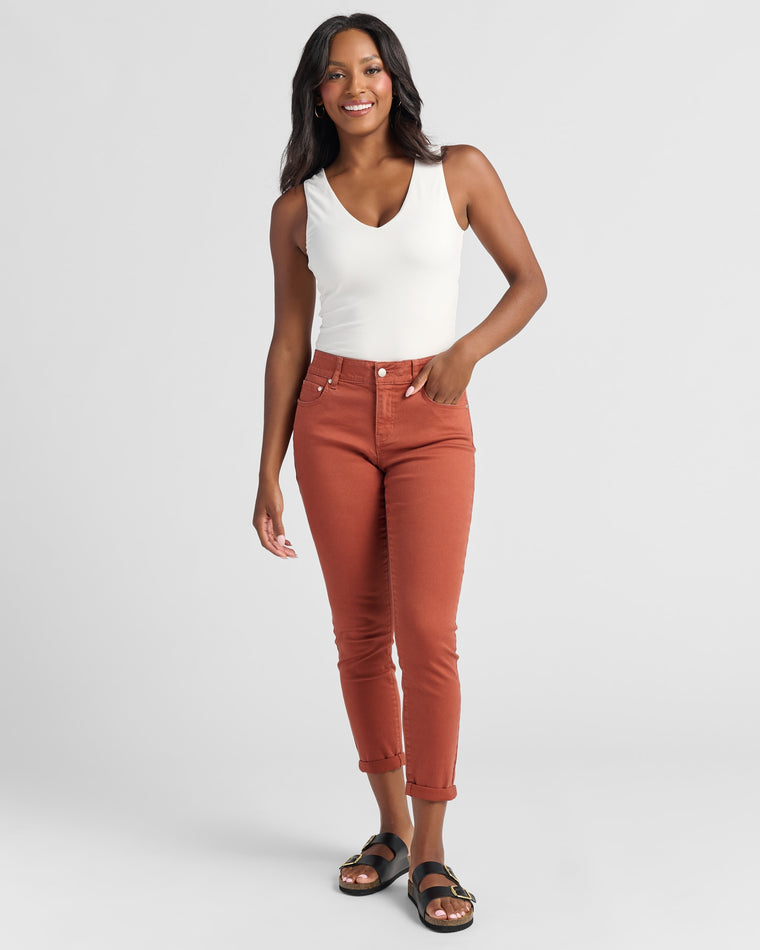 Maple Syrup $|& SEAS Cyndi Cuffed Ankle Skinny Jeans - SOF Full Front