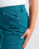 Deep Teal $|& SEAS Cyndi Cuffed Ankle Skinny Jeans - SOF Detail