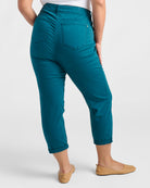 Deep Teal $|& SEAS Cyndi Cuffed Ankle Skinny Jeans - SOF Back