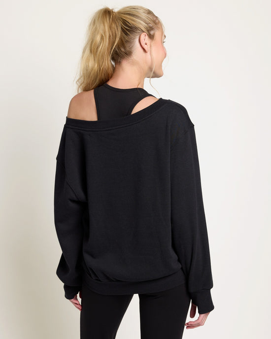 Black $|& Interval Fleece One Shoulder Pullover - SOF Back
