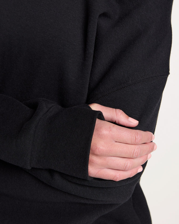 Black $|& Interval Fleece One Shoulder Pullover - SOF Full Front