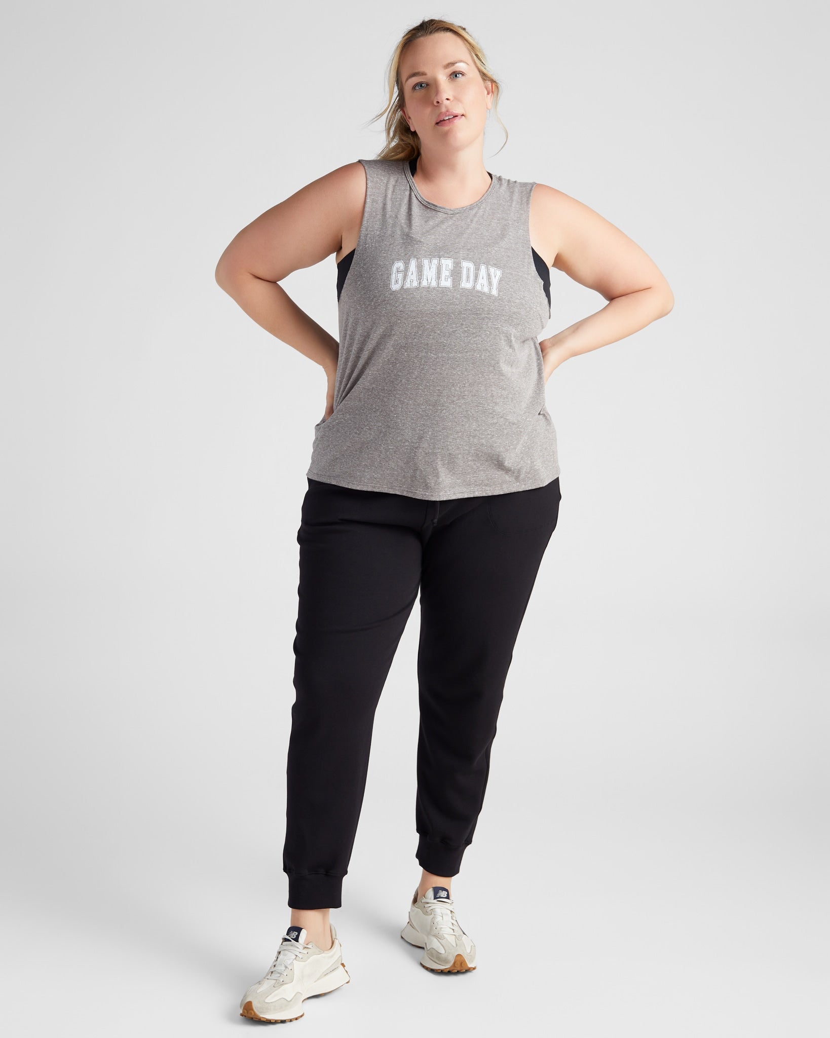 Heather Grey $|& Interval Graphic Muscle Tank - Game Day - SOF Full Front