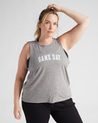 Heather Grey $|& Interval Graphic Muscle Tank - Game Day - SOF Front