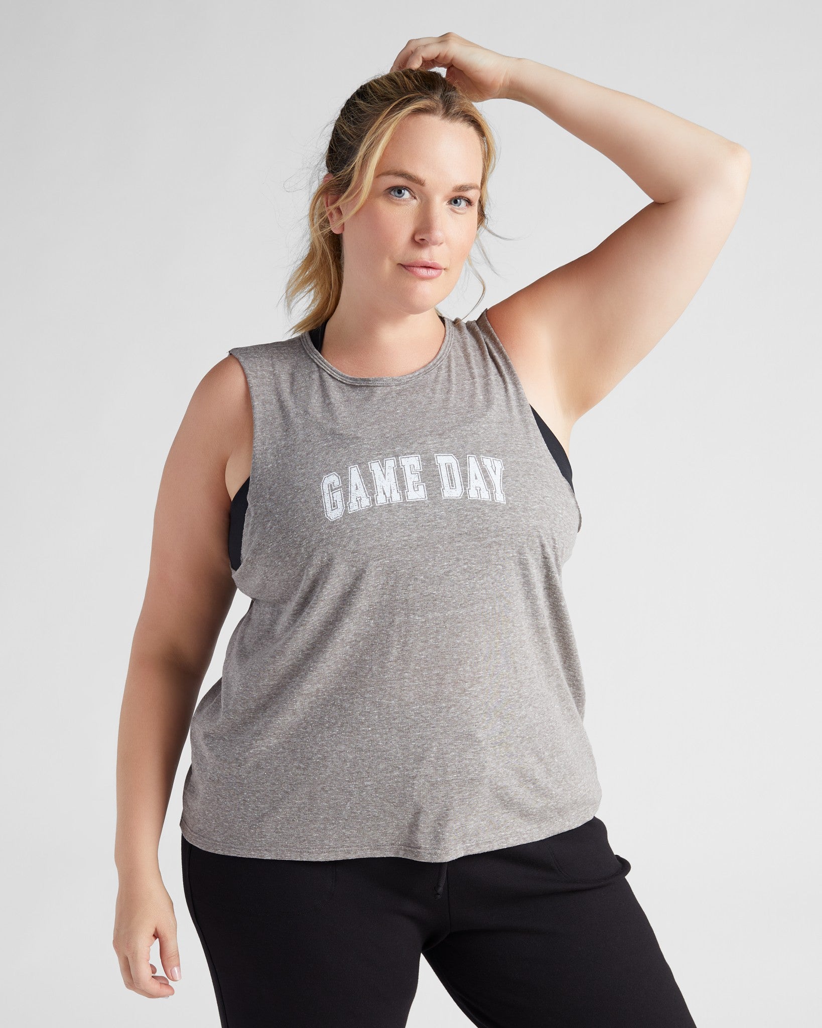 Heather Grey $|& Interval Graphic Muscle Tank - Game Day - SOF Front