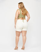 White $|& Mica Denim High Rise Raw Hem Shorts - VOF Back