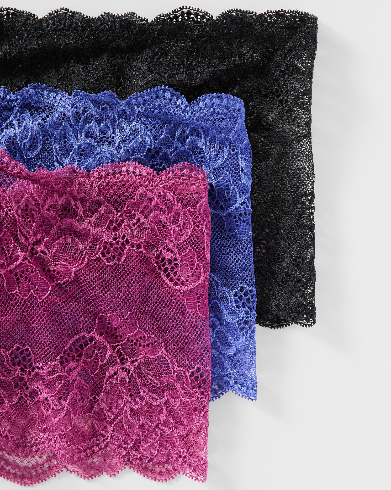 Cranberry/Sapphire/Black 3 Pack $|& Montelle Lace Cheeky Boyshort 3 Pack - SOF Front