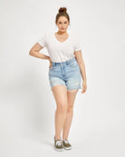 Robola $|& Mica Denim High Rise Distressed Shorts - VOF Front