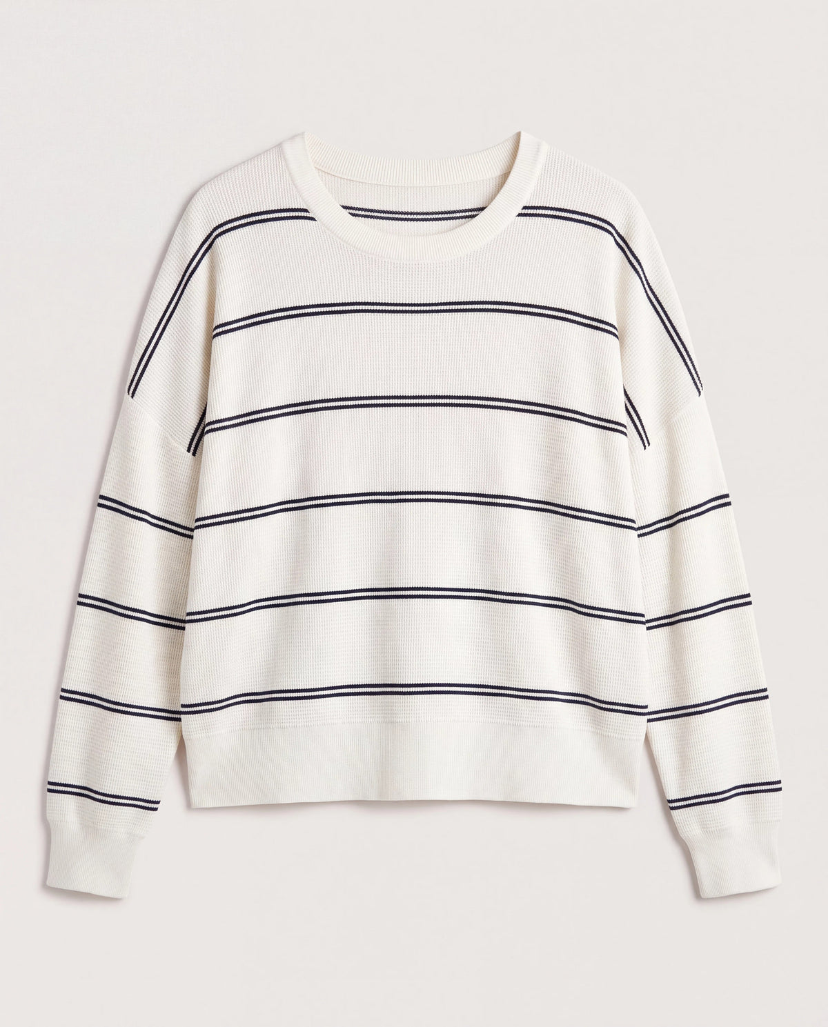 Ivory Navy $|& SEAS Crew Neck Stripe Long Sleeve - Hanger Detail