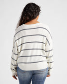 Ivory Navy $|& SEAS Crew Neck Stripe Long Sleeve - SOF Back