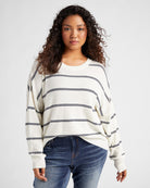 Ivory Navy $|& SEAS Crew Neck Stripe Long Sleeve - SOF Front