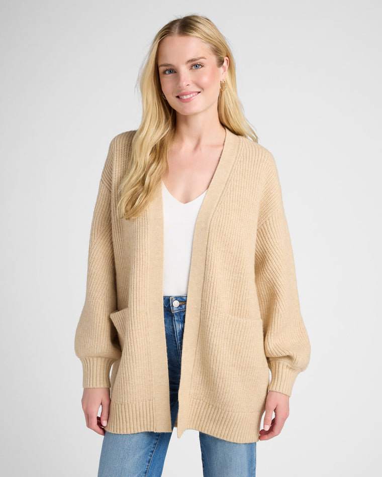 Oatmeal $|& Citrus Ribbed Knit Cardigan - SOF Front