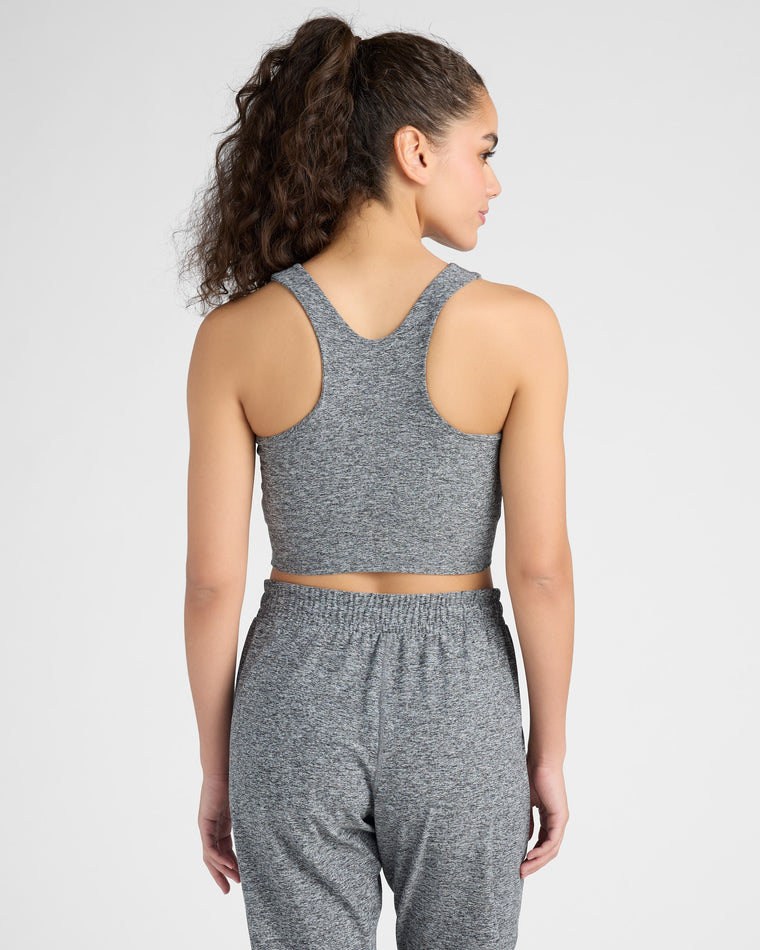 Heather Grey $|& Interval Motion Racerback Sports Bra - SOF Back