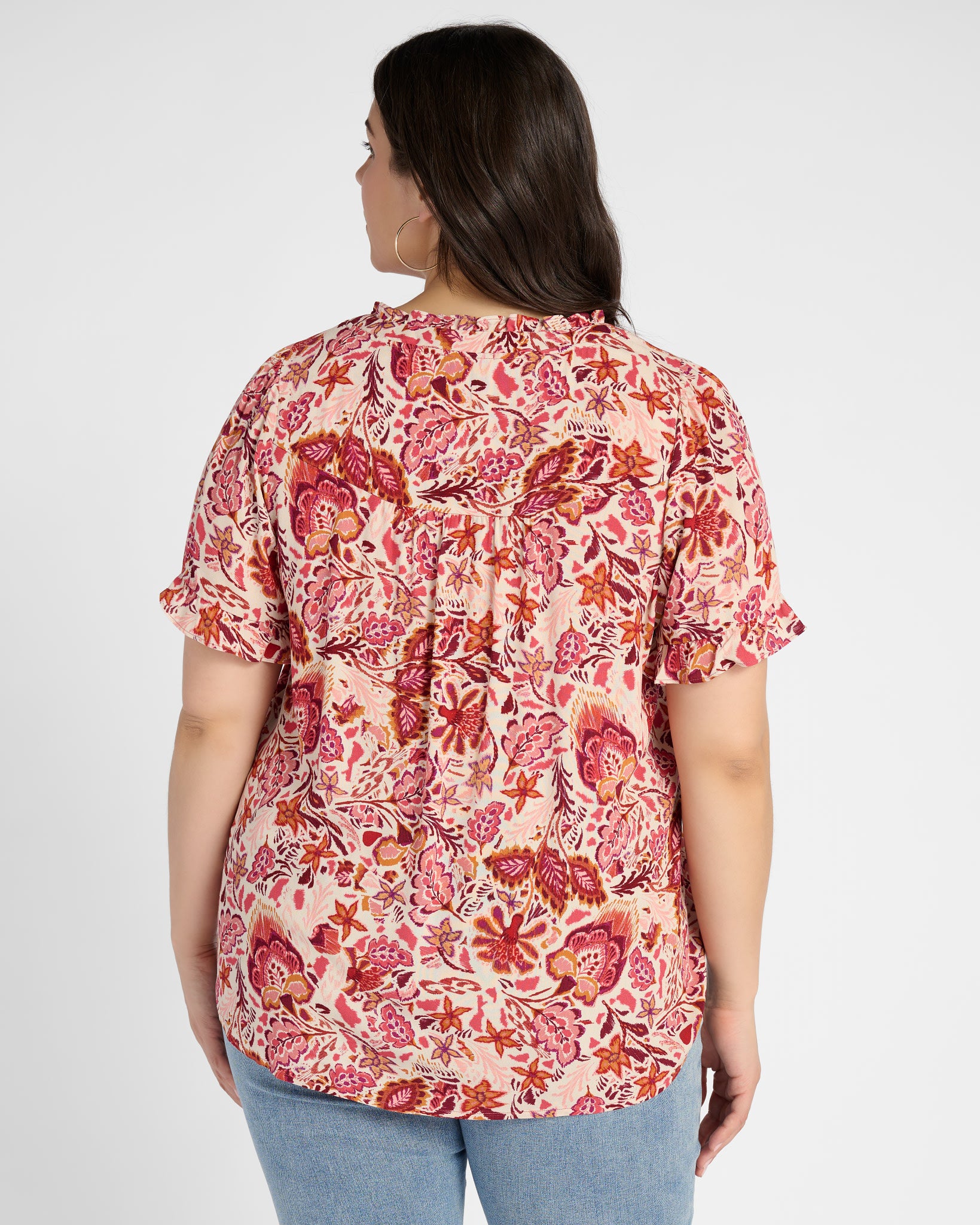 Rose Floral $|& West Kei Floral Woven Ruffle Sleeve Blouse - SOF Back