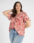 Rose Floral $|& West Kei Floral Woven Ruffle Sleeve Blouse - SOF Front