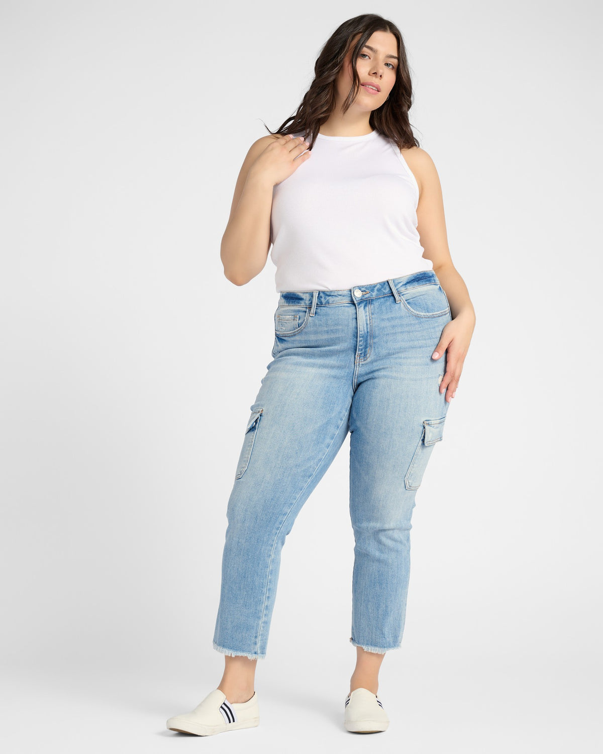 Mightily $|& Lovervet Slim Straight Cargo Jeans - SOF Full Front