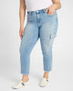 Plus Size Mid Rise Slim Straight Cargo Jeans