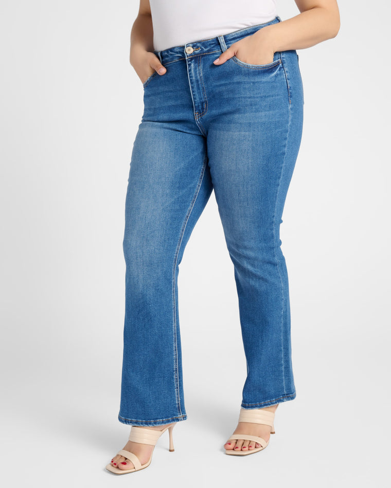 Walking on Sunshine Blue $|& Vervet High Rise Slim Bootcut Jeans - SOF Front