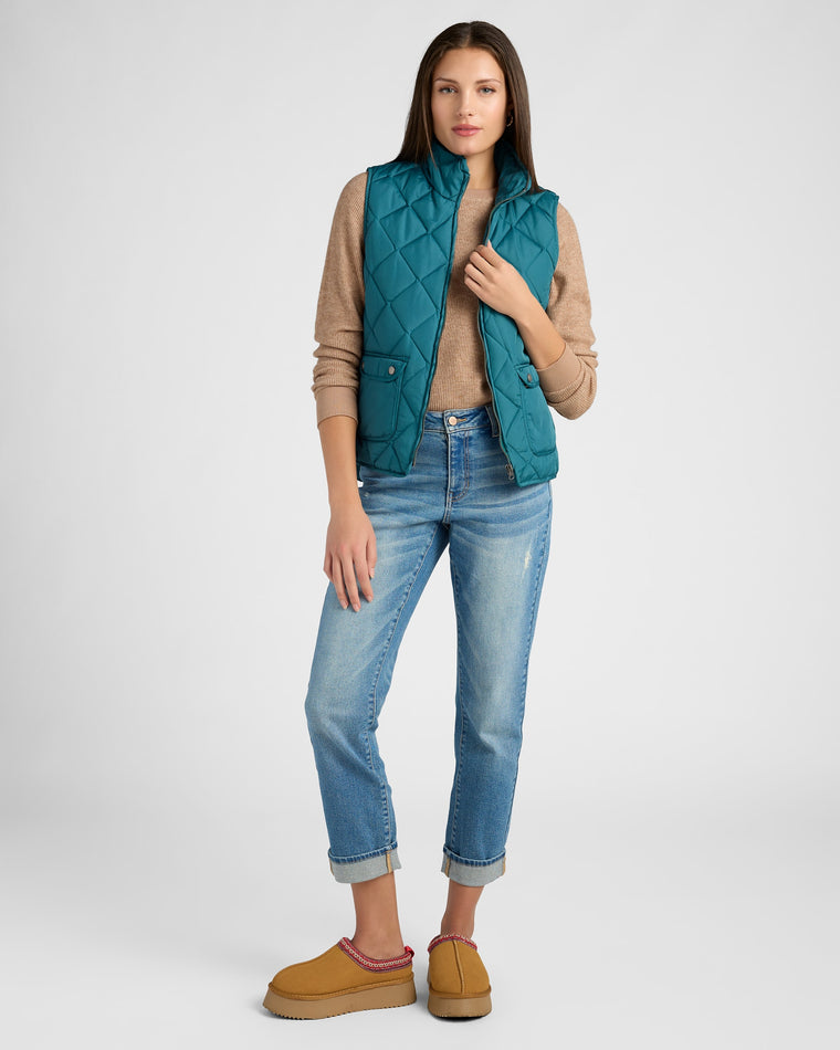 Spruced-Up Teal $|& Herizon Stargazer Quilted Vest - SOF Full Front