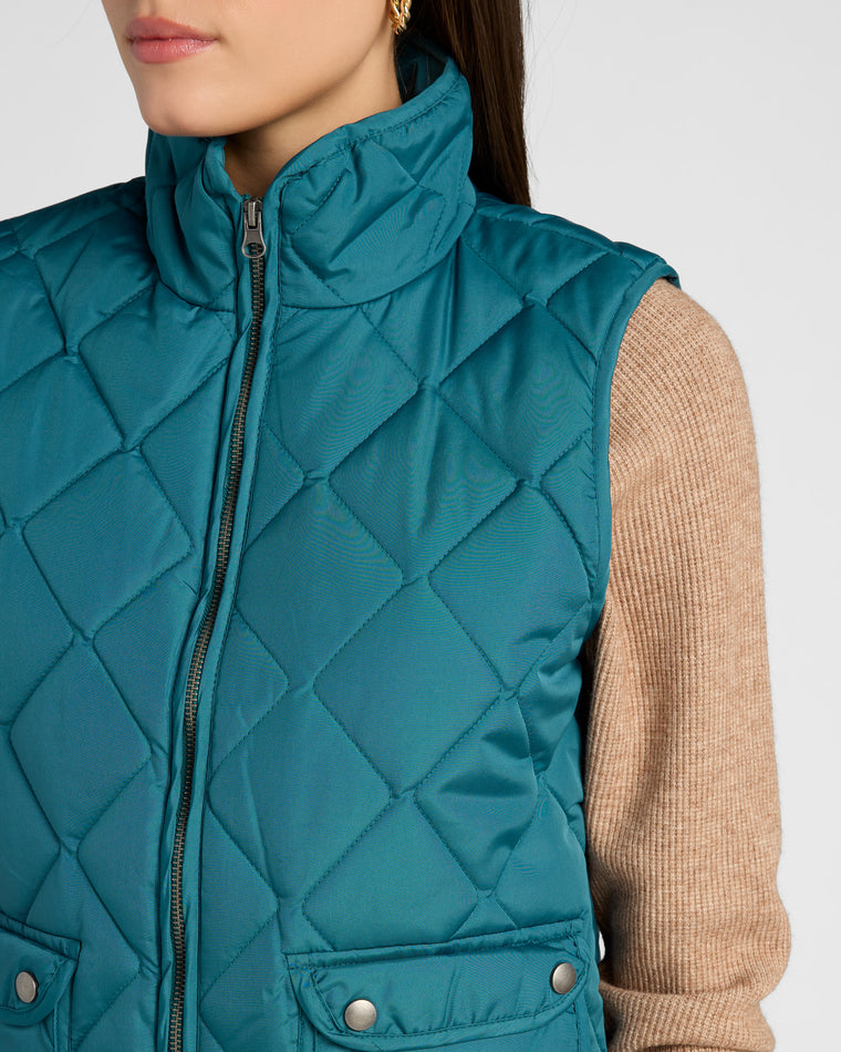 Spruced-Up Teal $|& Herizon Stargazer Quilted Vest - SOF Detail