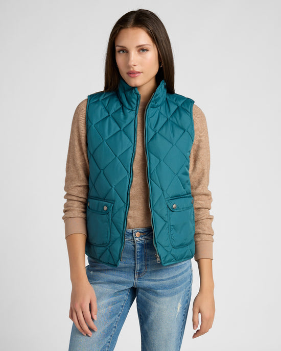 Spruced-Up Teal $|& Herizon Stargazer Quilted Vest - SOF Front