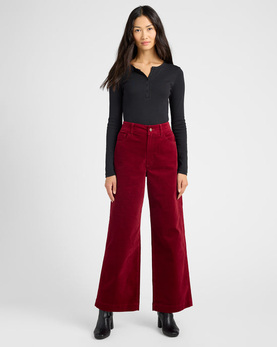 Burgundy $|& Dear John Audrey Super High Rise Velvet Pants - SOF Full Front