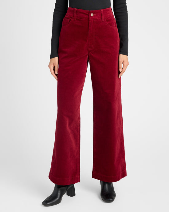 Burgundy $|& Dear John Audrey Super High Rise Velvet Pants - SOF Front