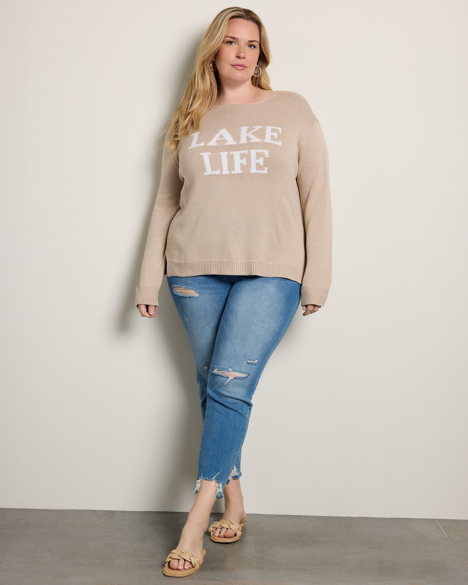 Taupe $|& Gilli Lake Life Long Sleeve Top - UGC On Fig