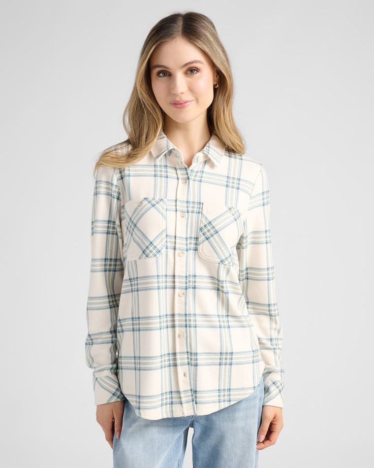 Ivory Mint Plaid $|& Thread & Supply Lewis Plaid Shirt - SOF Front