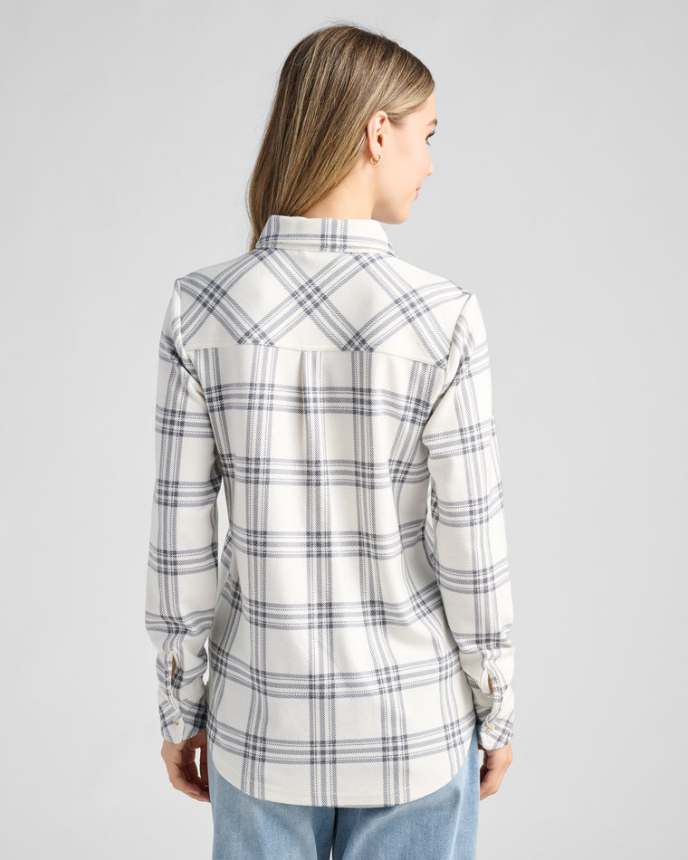 Ivory Charcoal Plaid $|& Thread & Supply Lewis Plaid Shirt - SOF Back