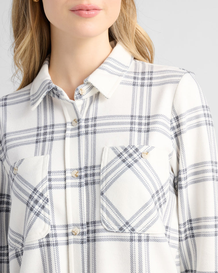 Ivory Charcoal Plaid $|& Thread & Supply Lewis Plaid Shirt - SOF Detail