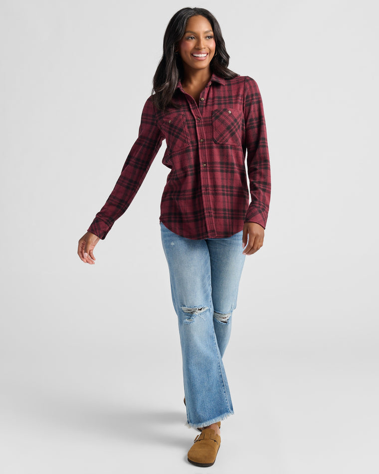 Burgundy Plaid $|& Thread & Supply Lewis Plaid Shirt - SOF Full Front