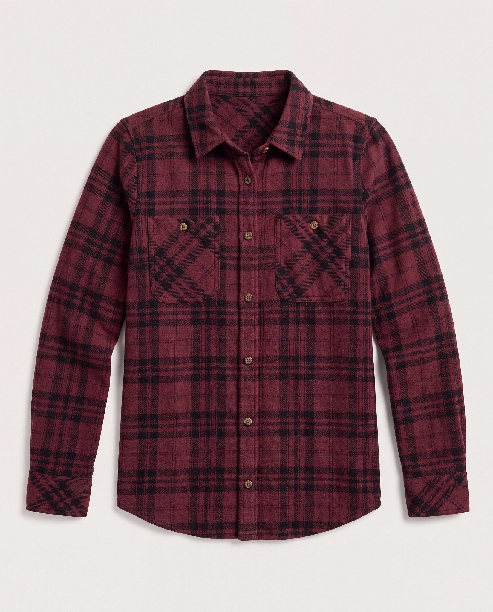 Burgundy Plaid $|& Thread & Supply Lewis Plaid Shirt - Hanger Detail