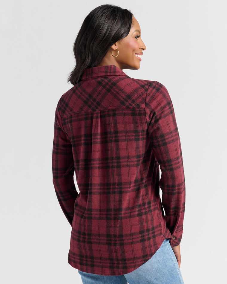 Burgundy Plaid $|& Thread & Supply Lewis Plaid Shirt - SOF Back