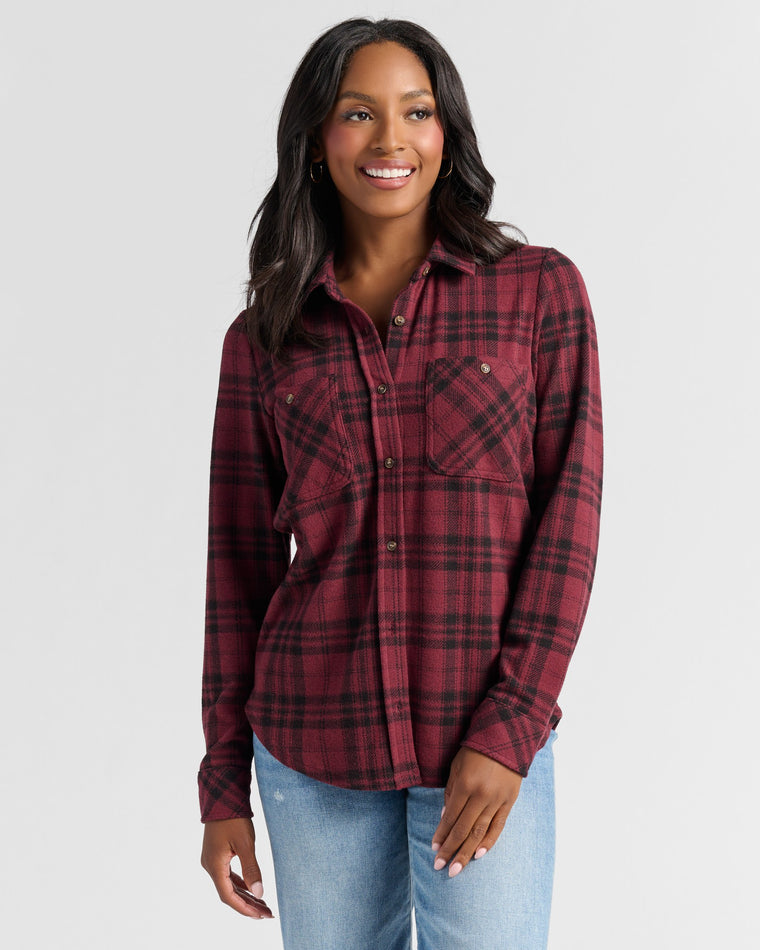 Burgundy Plaid $|& Thread & Supply Lewis Plaid Shirt - SOF Front