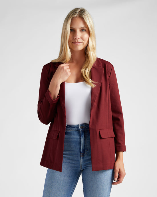 Bordeaux $|& Liverpool Boyfriend Blazer - SOF Front