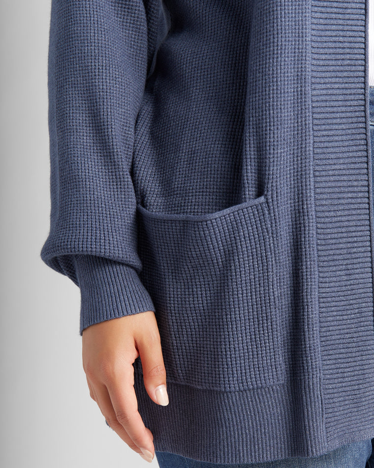 Indigo $|& Staccato Open Front Pocket Cardigan - SOF Detail