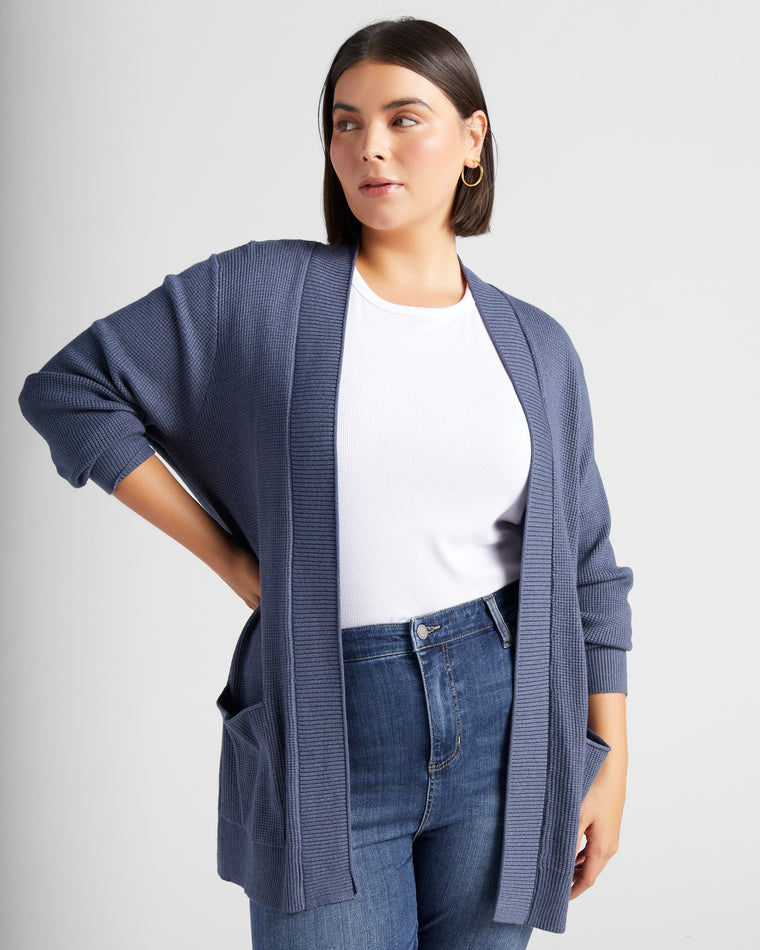 Indigo $|& Staccato Open Front Pocket Cardigan - SOF Front