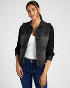 Arvis Drive $|& Liverpool Denim Jacket with Sweater Sleeves - SOF Front