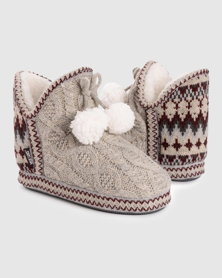 Oatmeal/Heather $|& MUK LUKS Amira Slipper Bootie - VOF Front
