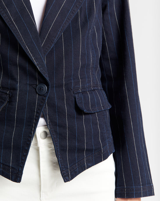 Lapis Indigo Stripe $|& Liverpool Notch Collar Blazer - SOF Detail