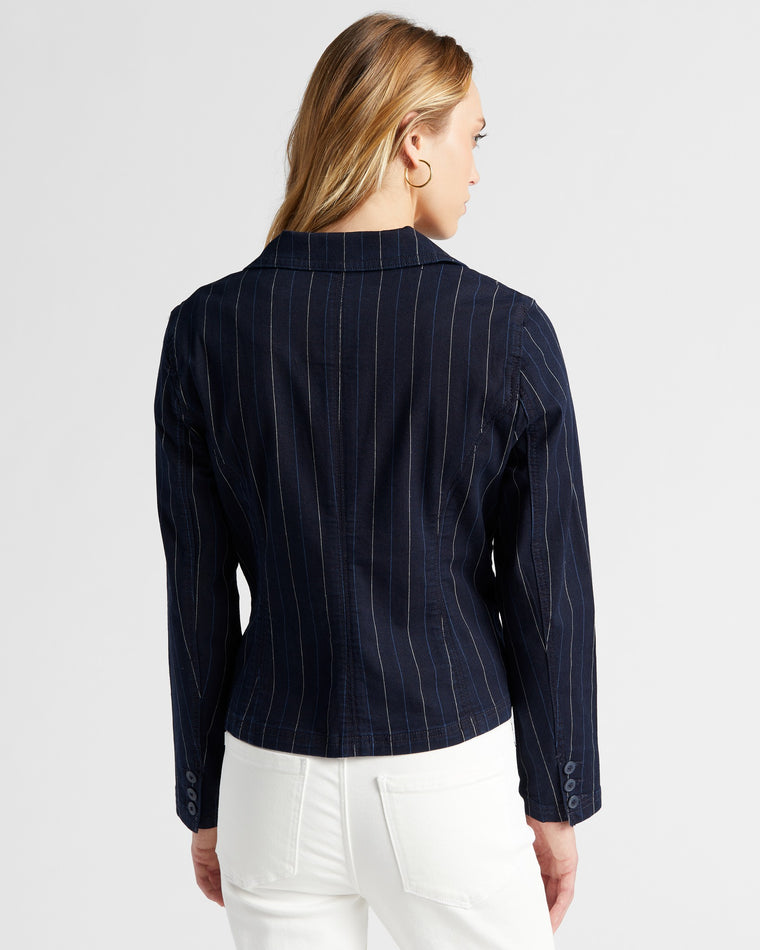 Lapis Indigo Stripe $|& Liverpool Notch Collar Blazer - SOF Back