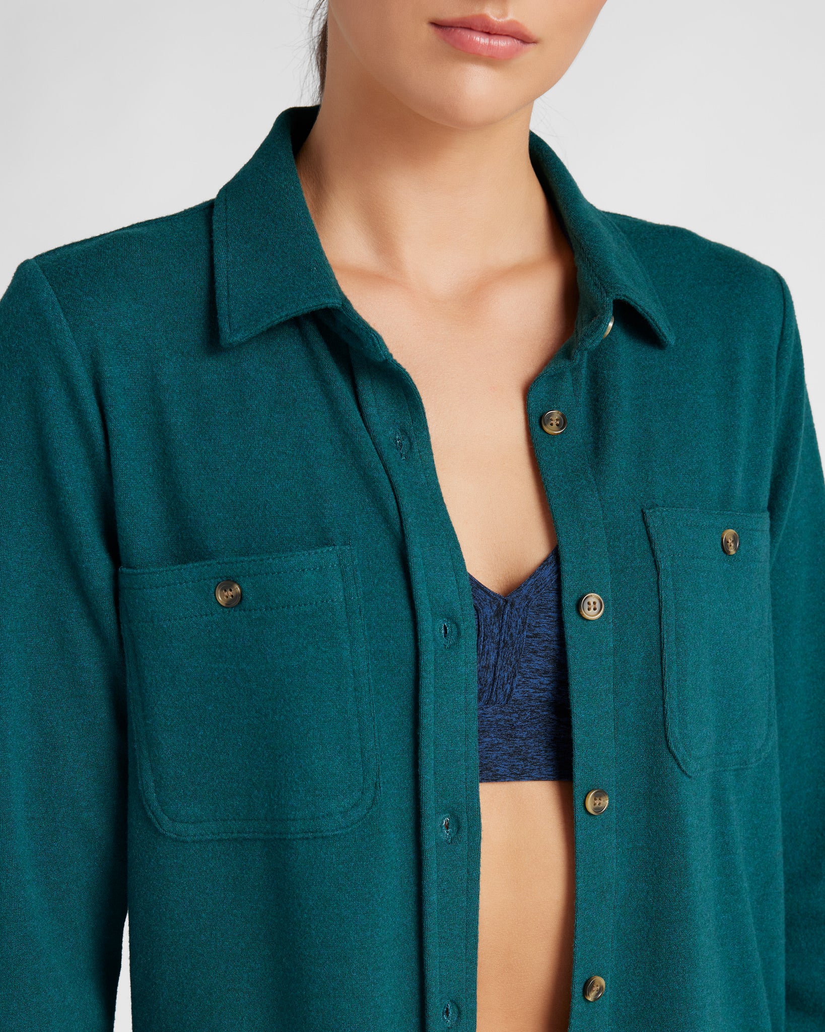 Heather Ocean $|& Thread & Supply Lewis Shirt - SOF Detail