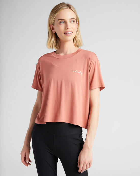 Peach Blossom Pink $|& Interval Metallic Boxy Graphic Tee-Brunch Is Calling - SOF Front