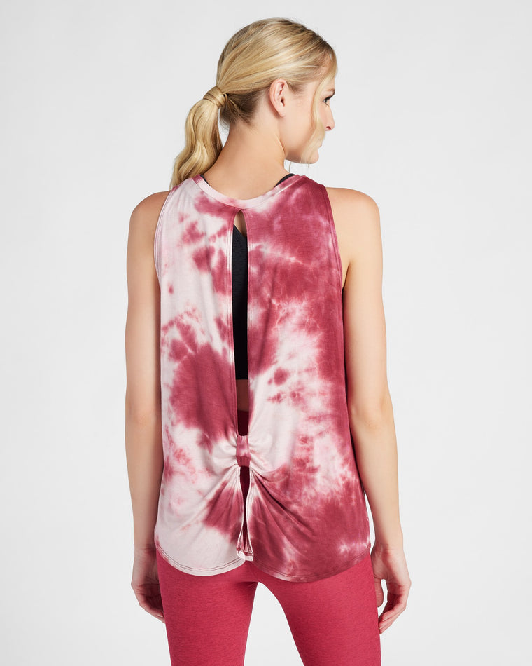 Burgundy $|& Interval Tie Dye Split Back Tank - SOF Back