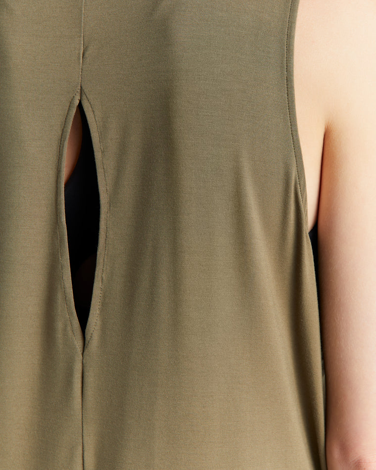 Olive Green $|& Interval Keyhole Back Tank - SOF Detail