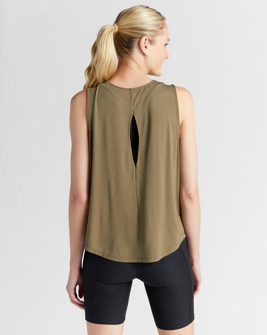 Olive Green $|& Interval Keyhole Back Tank - SOF Back