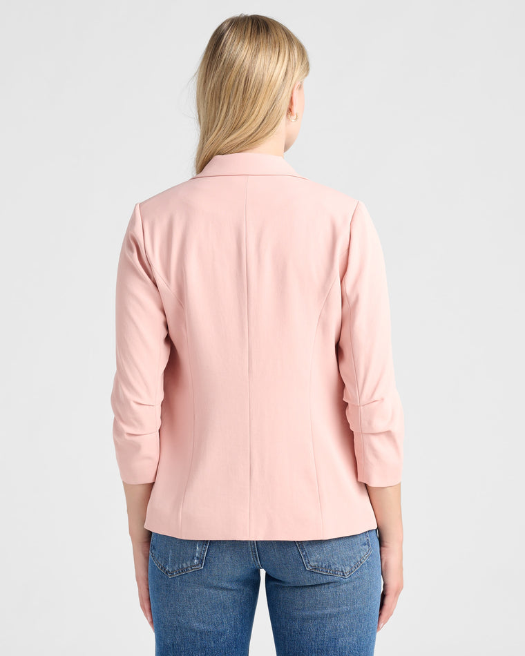 Rose Cloud $|& Skies Are Blue Shirred Sleeve Blazer - SOF Back