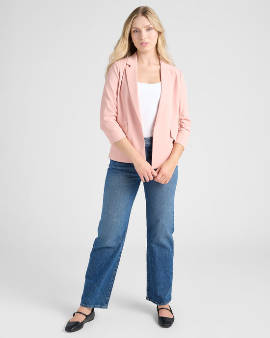 Rose Cloud $|& Skies Are Blue Shirred Sleeve Blazer - SOF Full Front